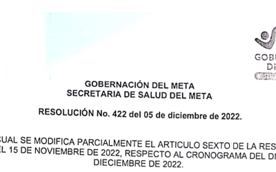 RESOLUCION No 422 DEL 05 DE DICIEMBRE DE 2022 – SECRETARIA DE SALUD